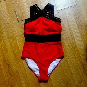 3/20 Red and Black ladies Medium Swimwear